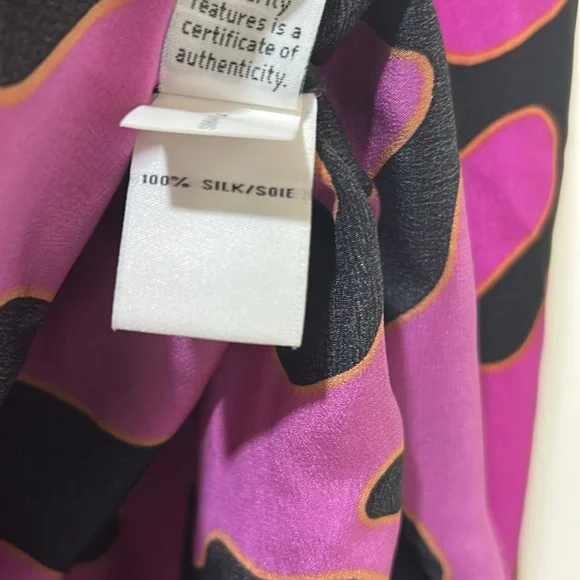 DIANE VON WOMEN PULLOVER BLOUSE PINK BLACK LONG SLEEVE 100 % SILK Sz 6 - Picture 8 of 9